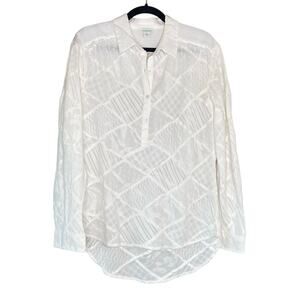 Sundance White Patchwork Long Sleeve Blouse Small